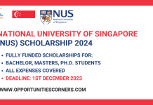 NUS Singapore Scholarship 2024 (Fully Funded) NUS Singapore Scholarship 2024
