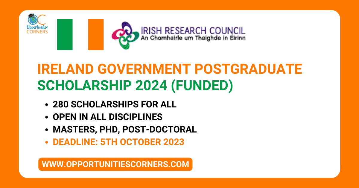 Ireland Government Postgraduate Scholarship 2024 (Funded)