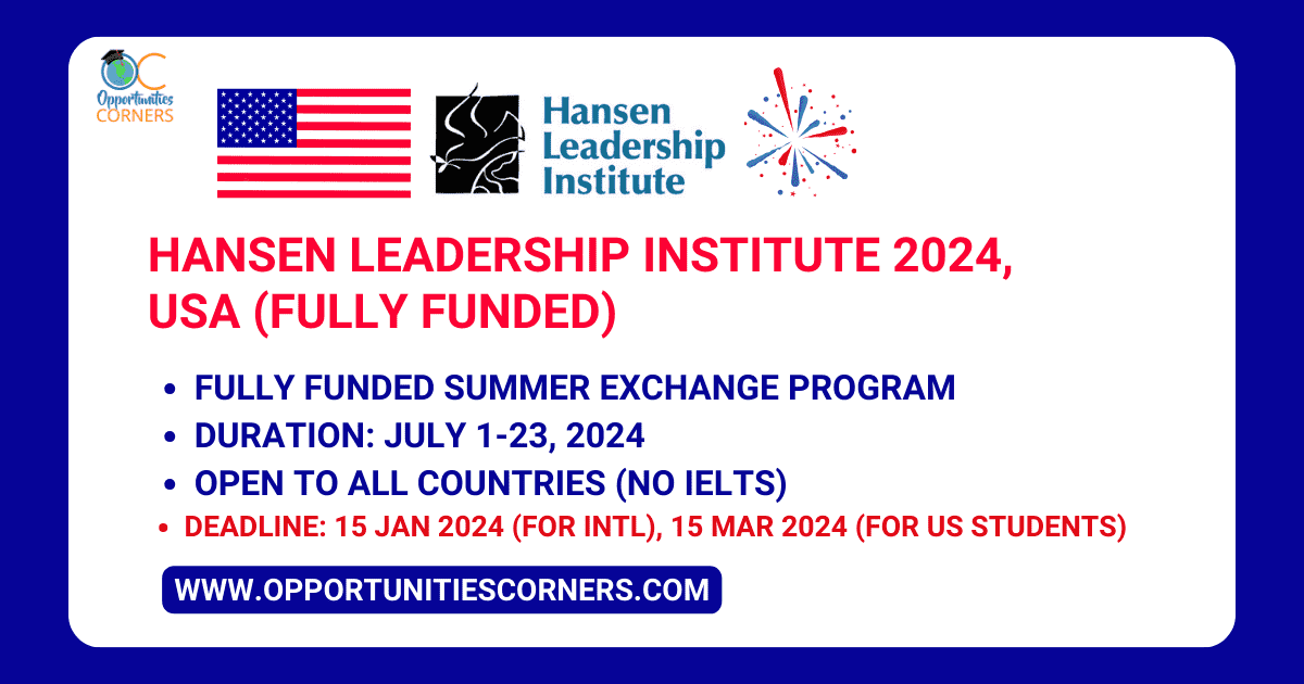 Hansen Leadership Institute 2024, USA (Fully Funded)