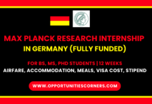 Max Planck Internship 2027 in Germany