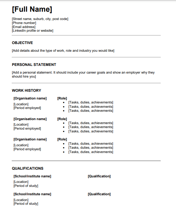 New Zealand CV Format 2023