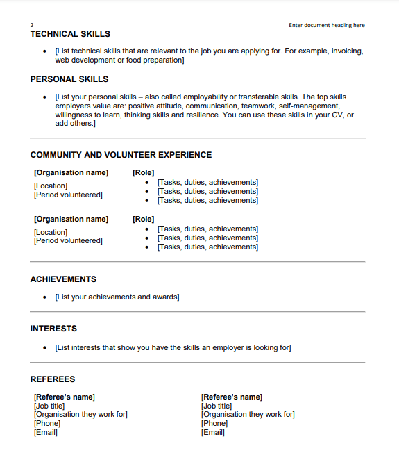 New Zealand CV Format 2023