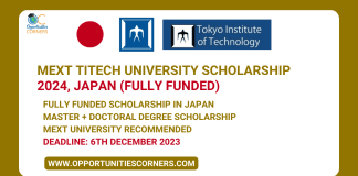 MEXT Titech University Scholarship 2024