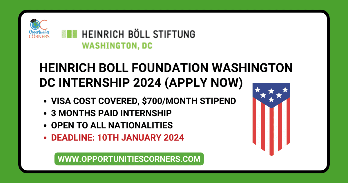 Heinrich Boll Foundation Washington DC Internship 2024 (Visa and