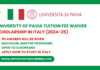 University of Pavia Tuition Fee Waiver Scholarship