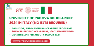 University of Padova Scholarship 2024