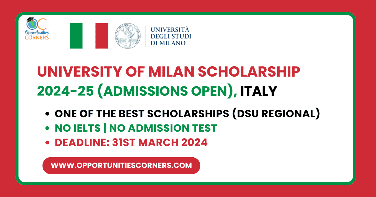 University of Milan Scholarship 2024-25 (Admissions Open)