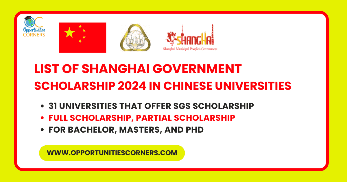 List of Shanghai Government Scholarship 2024 in Chinese Universities