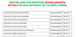 BS and MS Scholarships in Italy in 2024
