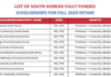 List of South Korean Fully Funded Scholarships for Fall 2024