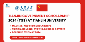 Tianjin Government Scholarship 2024 (TGS) at Tianjin University