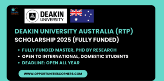 Deakin University Australia RTP Scholarship
