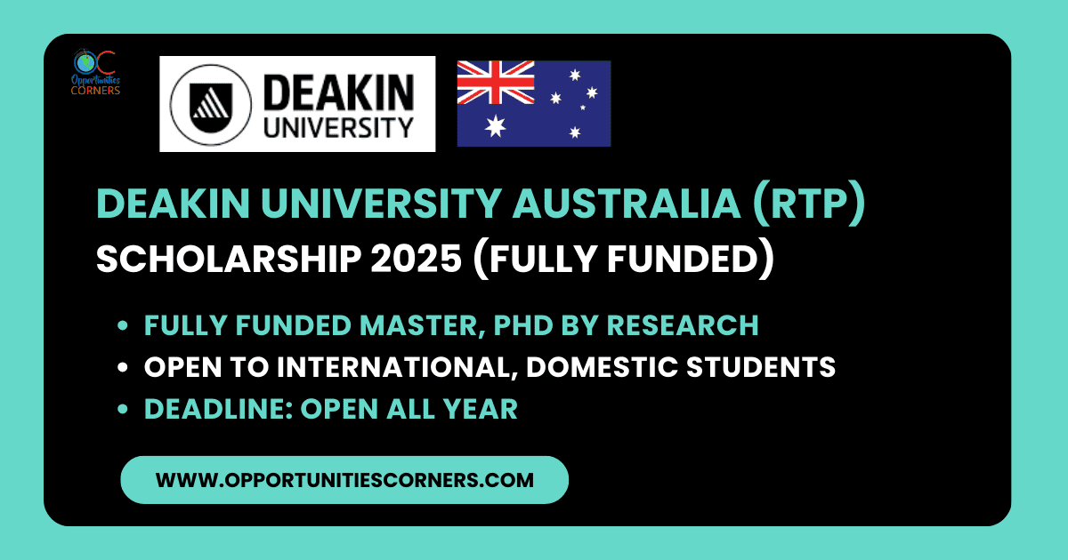 Deakin University Australia RTP Scholarship 2025 (Fully Funded