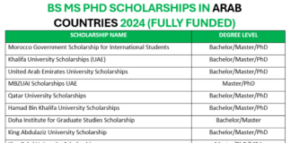 BS MS PhD Scholarships in Arab Countries