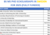 BS MS PhD Scholarships in Sweden