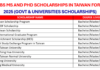 BS MS PhD Scholarships in Taiwan