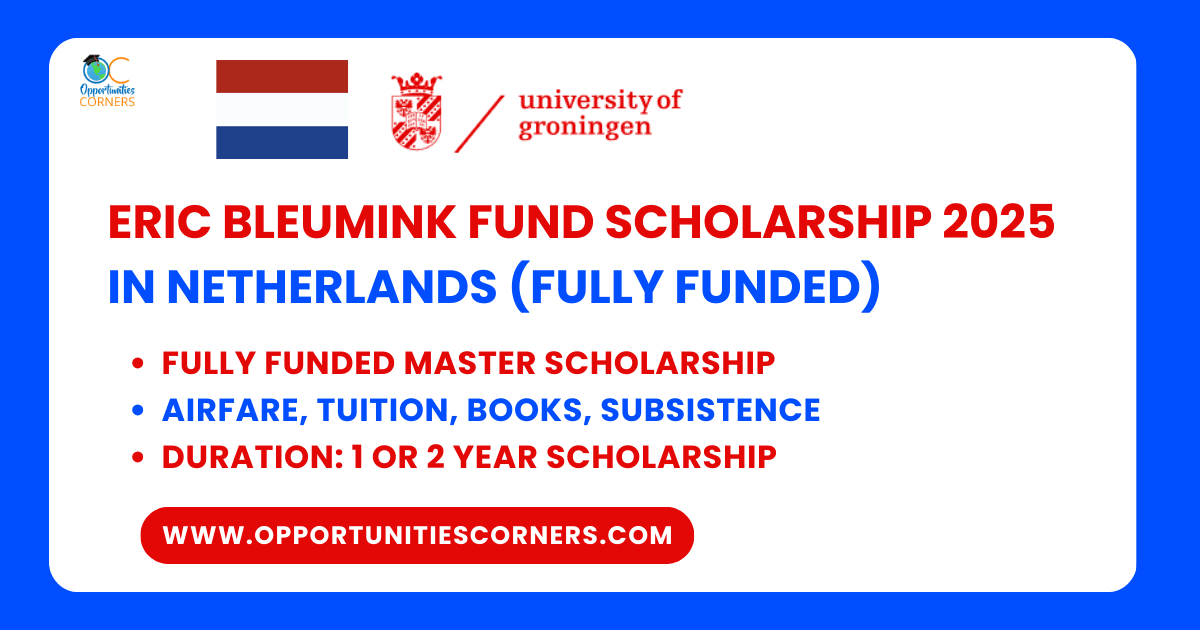 Eric Bleumink Fund Scholarship 2025 in Netherlands (Fully Funded)