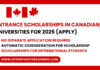 Entrance Scholarships in Canadian Universities