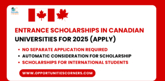 Entrance Scholarships in Canadian Universities