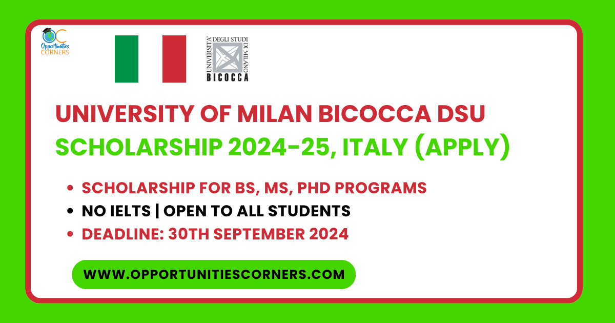 University of Milan Bicocca DSU Scholarship 2024-25, Italy (Apply)