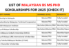 List of Malaysian BS MS PhD Scholarships