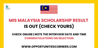 MIS Malaysia Scholarship 2024 Result