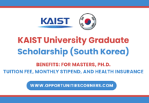 KAIST University Graduate Scholarship 2026 (SPRING Intake) KAIST University Graduate Scholarship