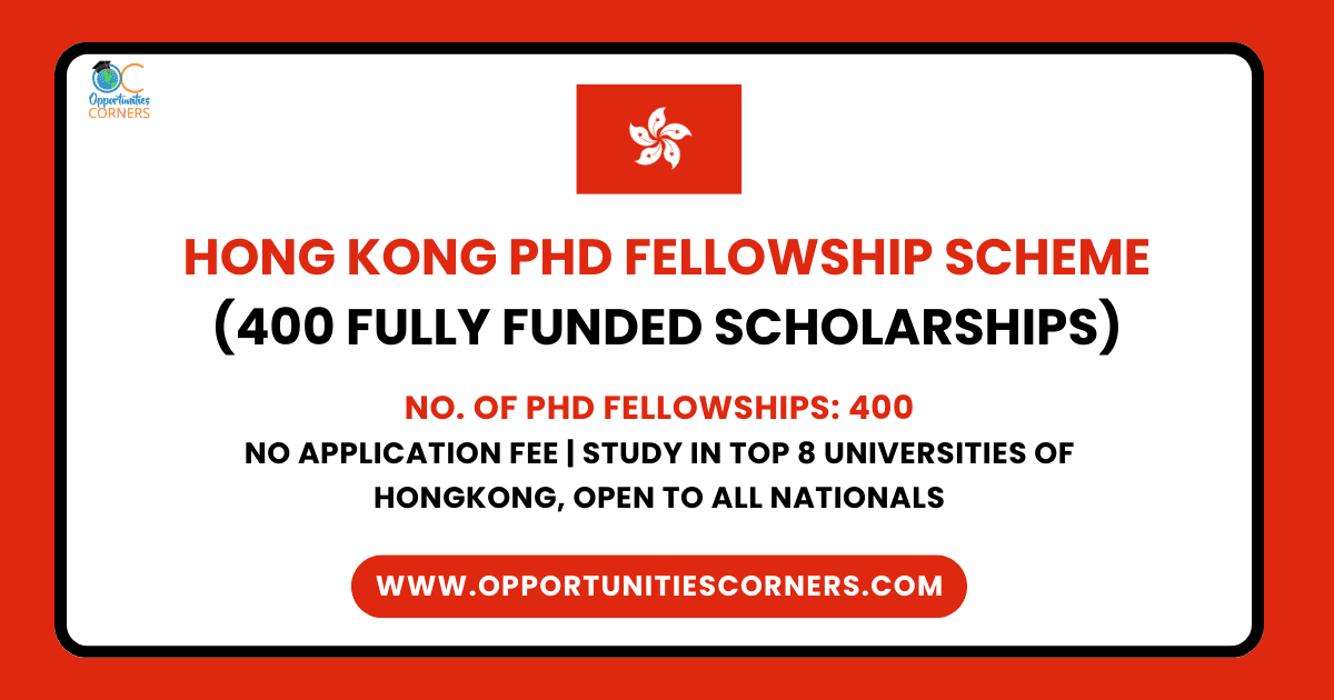 Hong Kong PhD Fellowship Scheme 2025-26 (400 Fully Funded Scholarships)