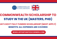 Commonwealth Scholarship 2026/27 in UK (Masters, PhD) Commonwealth Scholarship 2026/27