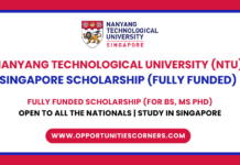 NTU Singapore Scholarship 2026 for BS, MS, PhD (Fully Funded) NTU Singapore Scholarship