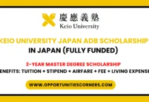 Keio University Japan ADB Scholarship 2026 (Fully Funded) Keio University Japan ADB Scholarship
