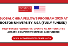 Global China Fellows Program 2026 at Boston University, USA (Fully Funded) Global China Fellows Program