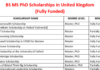 List of BS MS PhD Scholarships 2026 to Study in UK
