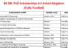 List of BS MS PhD Scholarships 2026 to Study in UK