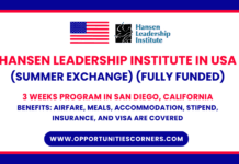 Hansen Leadership Institute 2027 in USA (Fully Funded) Hansen Leadership Institute 2027 in USA