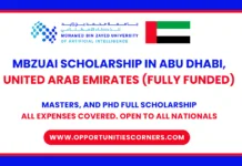 2026 MBZUAI Scholarship in Abu Dhabi, UAE (Fully Funded) 2026 MBZUAI Scholarship