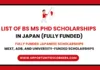 List of BS MS PhD Scholarships in Japan