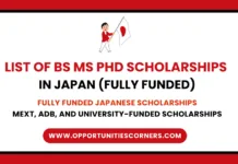 List of BS MS PhD Scholarships in Japan 2026 (Fully Funded) List of BS MS PhD Scholarships in Japan