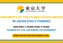 University of Tokyo MEXT Scholarship 2026 in Japan (Fully Funded) University of Tokyo MEXT Scholarship
