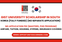 GIST University South Korea Scholarship 2026 (Fully Funded) GIST University South Korea Scholarship