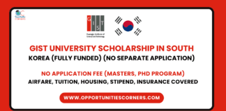 GIST University South Korea Scholarship