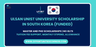 Ulsan UNIST University Scholarship 2025
