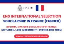 ENS International Selection Scholarship 2026 in France (Funded) ENS International Selection Scholarship 2026