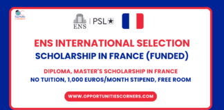 ENS International Selection Scholarship 2026