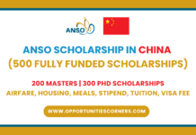 ANSO Scholarship 2026 in China (500 Fully Funded Scholarships) ANSO Scholarship 2026