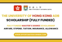 University of Hong Kong ADB Scholarship 2026 (Fully Funded) University of Hong Kong ADB Scholarship