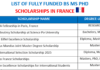List of Fully Funded Scholarships in France