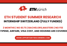 ETH Summer Research Fellowship 2026 in Switzerland (Fully Funded) ETH Student Summer Research Fellowship