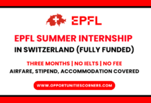 EPFL Summer Internship 2026 in Switzerland