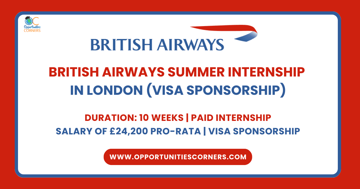 British Airways Summer Internship 2026 in London (PAID)